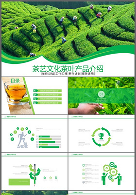 清新茶艺文化茶叶产品介绍PPT模板