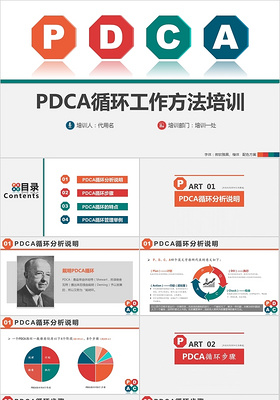 四色多彩扁平风PDCA医院护理PDCA培训案例分析汇报PPT模板