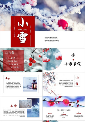 创意简约风中国传统二十四节气之小雪节气介绍ppt模板