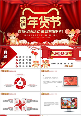 喜庆春节促销活动策划方案PPT模板宣传PPT动态PPT年货节