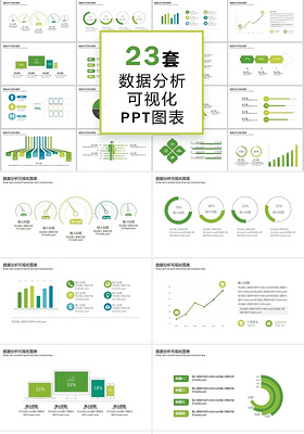绿色商务通用23套数据分析可视化ppt图表模板财务分析可视化图表
