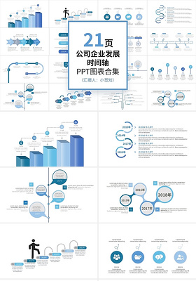 蓝色简约公司企业发展时间轴图表设计PPT模板宣传PPT动态