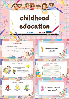 彩色卡通幼儿园说课英语儿童教育通用PPT模板