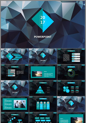 2017lowPoly欧美风科技商务PPT模板
