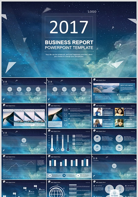 蓝色星空IOS风格企业商务PPT模板设计