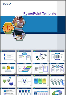 图表精美小学教育教学蓝色ppt模板
