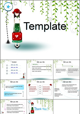 校园女生PPT模板