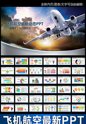 民航局机场飞机客机航空公司PPT模板