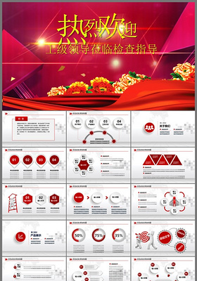 精美大气热烈欢迎上级领导莅临检查工作PPT模板
