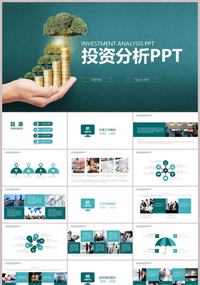 白绿色投资分析案例分析PPT模板下载