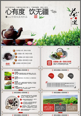 中国风茶文化普洱茶茶韵水墨PPT模板