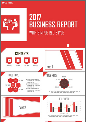 红色大气商务报告与工作总结PPT模板