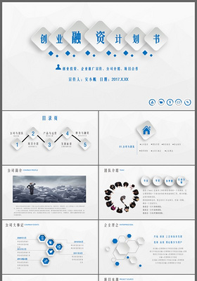 微粒体灰色创业融资计划书PPT模板