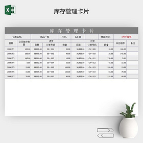 库存管理卡片EXCEL表格模板