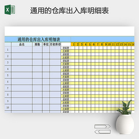 通用的仓库出入库明细表