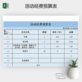 活动经费预算表