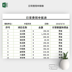 日常费用申报表EXCEL表格