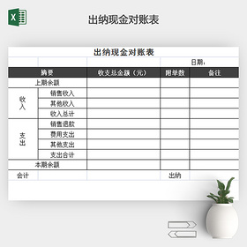 实用财务出纳现金对账表EXCEL模板