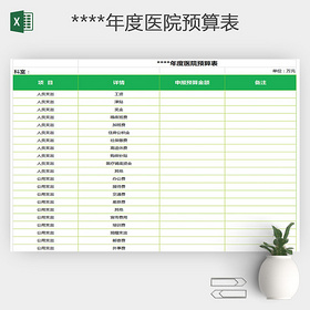 2017年年度医院费用预算表