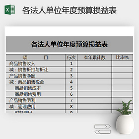 各法人单位年度预算损益表