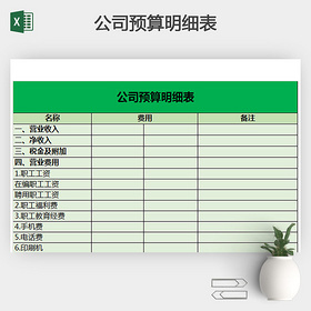 公司预算明细表