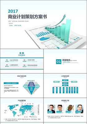 大气创业融资商业计划书PPT模板