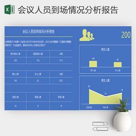 会议人员到场情况分析报告excel模板
