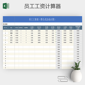 公司员工实发工资计算器Excel
