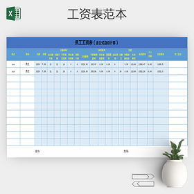 公司企业月工资表Excel表格
