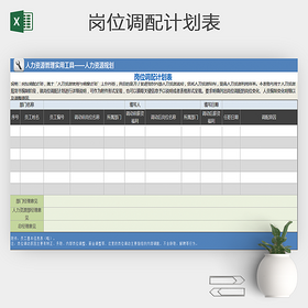 企业部门岗位调配配备计划明细表Excel
