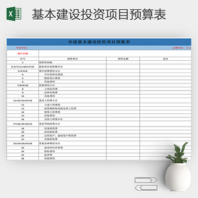 市级基本建设投资项目预算表模板
