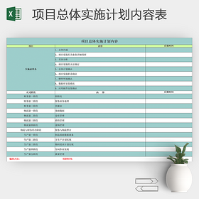 简洁项目总体实施计划内容表excel
