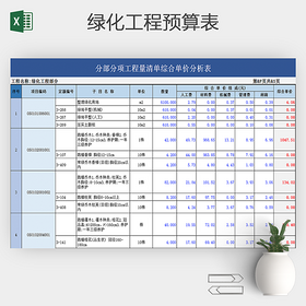 绿化工程预算表Excel
