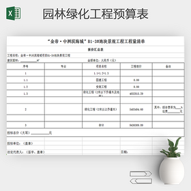 Excel园林绿化工程预算表
