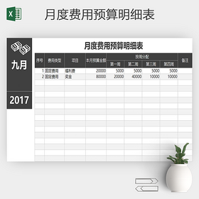 Excel月度费用预算明细表

