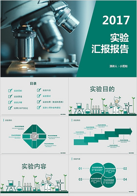 绿色简约实验汇报报告ppt