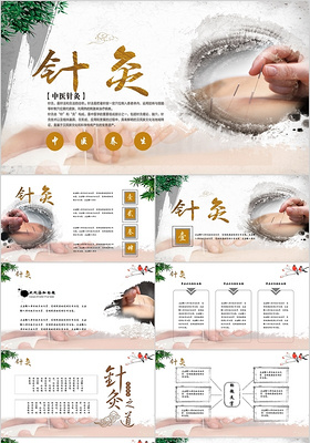 中国传统文化中国风中医针灸养生PPT模板