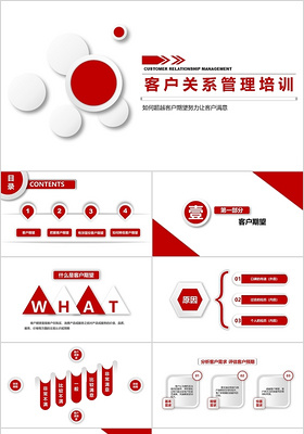 红色微粒体商务客户关系管理培训PPT模板