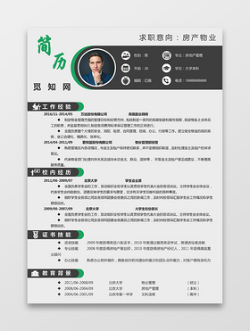 黑色高贵风房产房地产物业通用简历模板