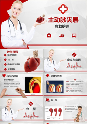 微立体低角多边形主动脉夹层培训医疗医学通用ppt模板