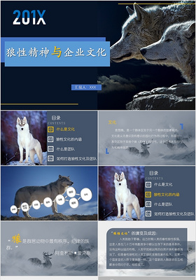 商务风狼性精神与企业文化主题培训课件PPT模板