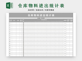 仓储管理出入库仓库物料进出统计表格设计