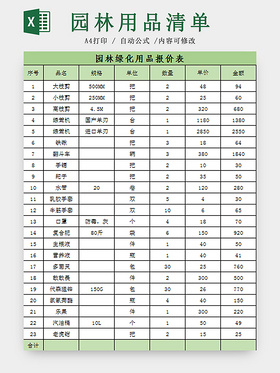 园林用品清单