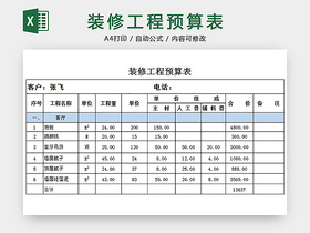 装修工程预算表