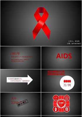 红黑色沉重风格1201世界艾滋病日AIDSPPT模板