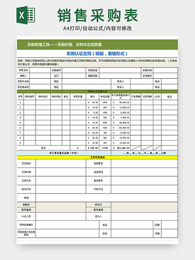 销售采购合同表模板