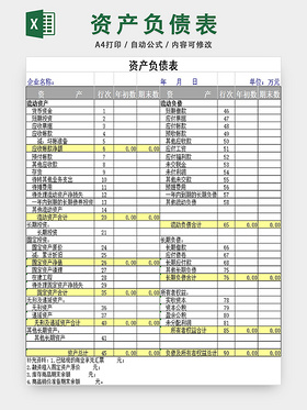 财务报表资产负债表