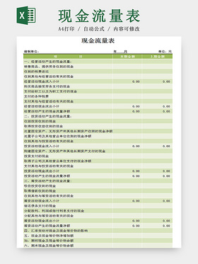 绿色公司财务会计经营现金流量Excel表