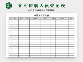 企业应聘人员登记表EXCEL模板