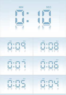 蓝色时间数字倒计时十秒钟表ppt模板年会倒计时计时器
